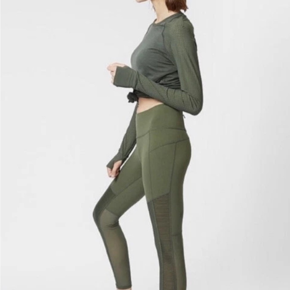 Sweaty Betty Mesh Side Panel Leggings Olive Green Size XS